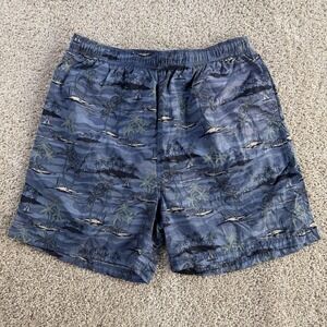Y2K Croft & Barrow Swim Shorts Mens Large Blue Tropical Mesh Lined Trunks Beach